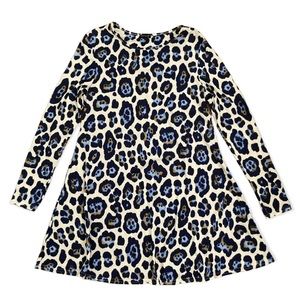 River Island Long Sleeve Swing Mini Dress Size 12 Animal Print